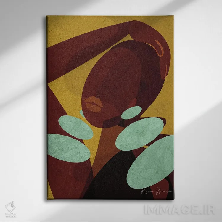 تابلو مدرن سر بالا گرفتن اثر رینا نوریگا - نمای روبهرو روی دیوار