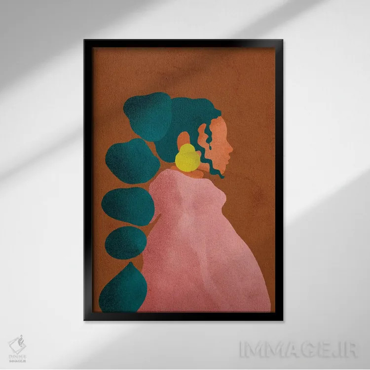 تابلو مینیمال کل اثر رینا نوریگا - نمای قابدار مشکی