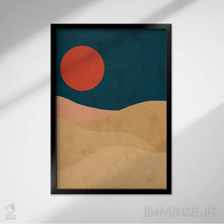 تابلو مینیمال ماه خونین اثر رینا نوریگا - نمای قابدار مشکی