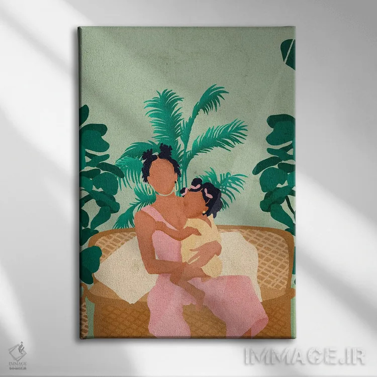 تابلو دکوراتیو جودی و نوزاد اثر رینا نوریگا - نمای روبهرو روی دیوار