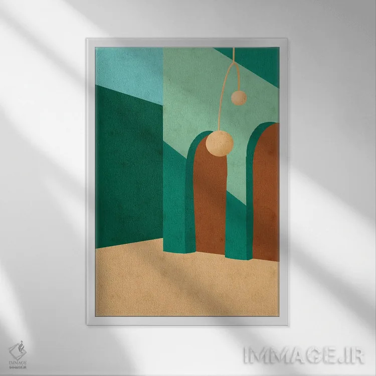 تابلو مینیمال خیابان زمرد اثر رینا نوریگا - نمای قابدار سفید