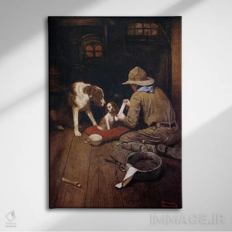 تابلو کلاسیک یک پیشاهنگ مهربان است اثر نورمن راکول - نمای روبهرو روی دیوار