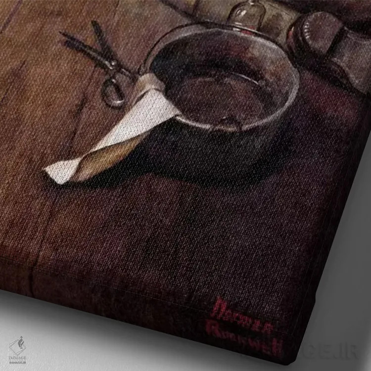 تابلو کلاسیک یک پیشاهنگ مهربان است اثر نورمن راکول - نمای نزدیک بافت بوم