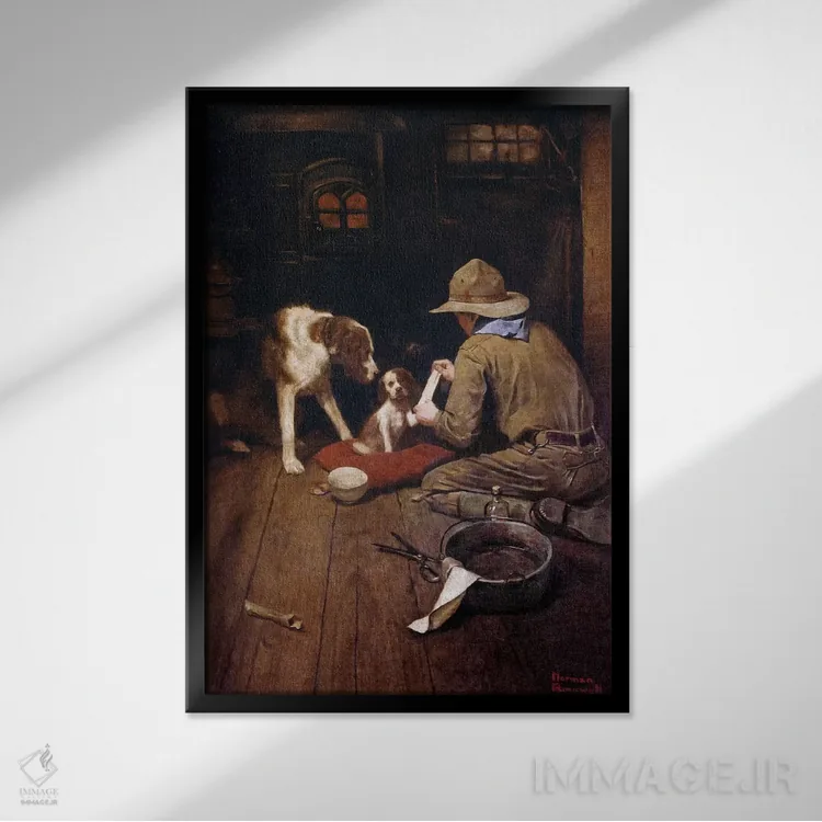 تابلو کلاسیک یک پیشاهنگ مهربان است اثر نورمن راکول - نمای قابدار مشکی