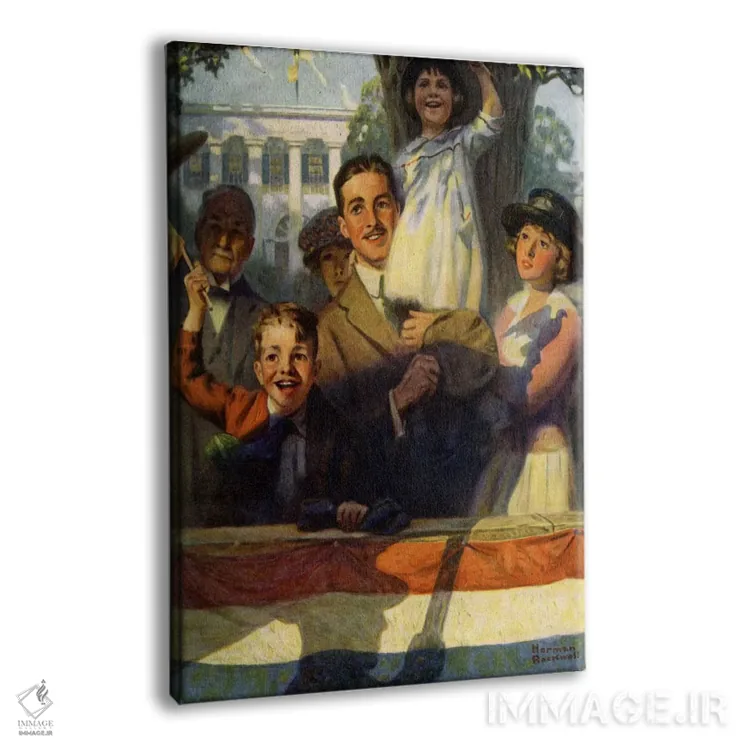 تابلو کلاسیک تماشاگران در رژه اثر نورمن راکول - نمای پرسپکتیو محصول