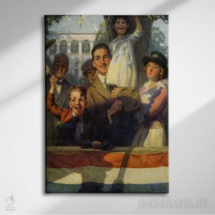 تابلو کلاسیک تماشاگران در رژه اثر نورمن راکول - نمای روبهرو روی دیوار