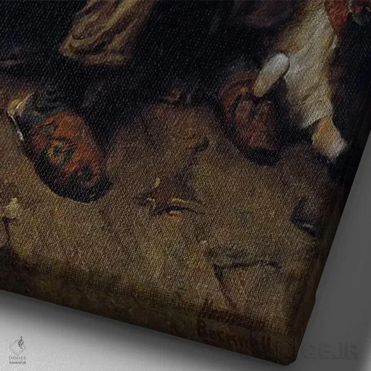 تابلو کلاسیک کفاش در حال بررسی کفش عروسک اثر نورمن راکول - نمای نزدیک بافت بوم