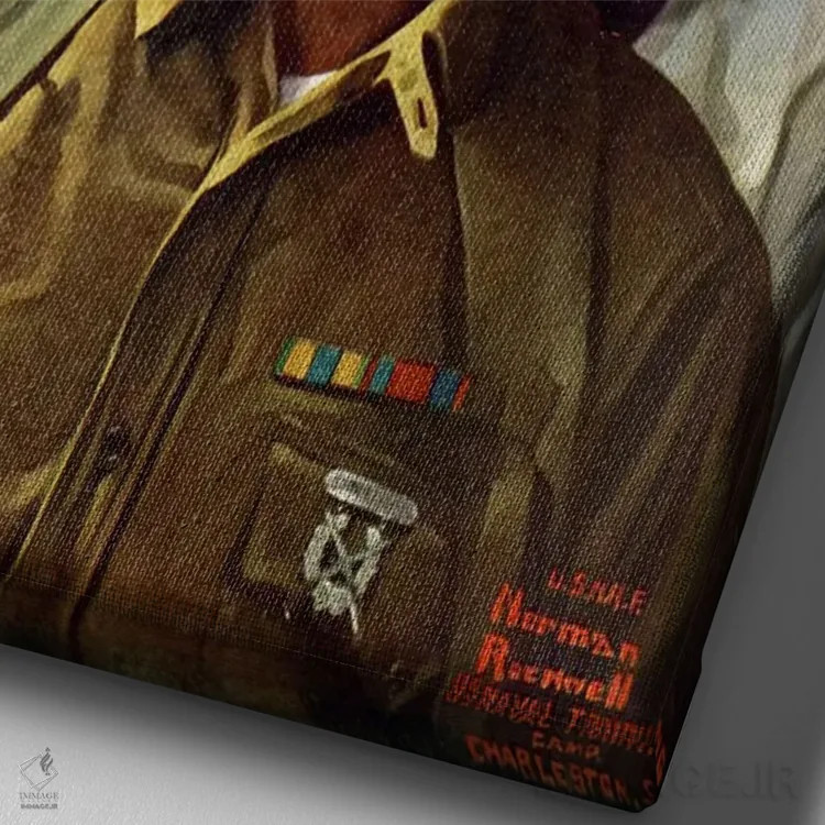 تابلو کلاسیک آیا دل شکسته ایم؟ اثر نورمن راکول - نمای نزدیک بافت بوم