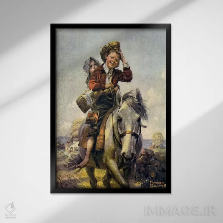 تابلو کلاسیک به سمت مدرسه اثر نورمن راکول - نمای قابدار مشکی