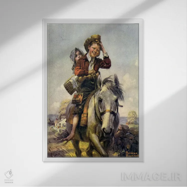 تابلو کلاسیک به سمت مدرسه اثر نورمن راکول - نمای قابدار سفید