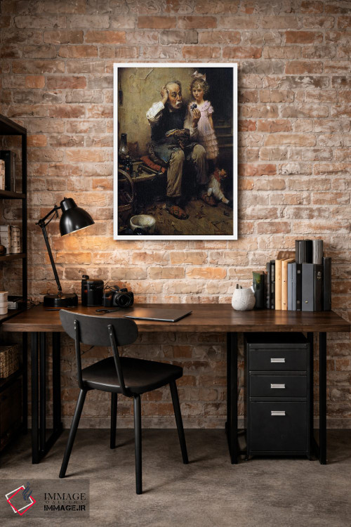 تابلو کلاسیک کفاش در حال بررسی کفش عروسک اثر نورمن راکول - D4W