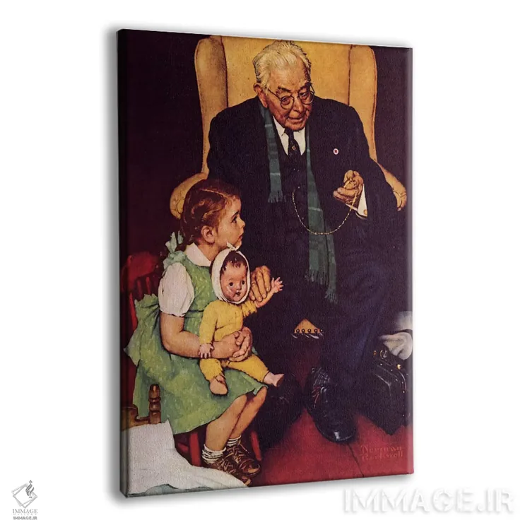 تابلو کلاسیک پزشک و عروسک اثر نورمن راکول - نمای پرسپکتیو محصول