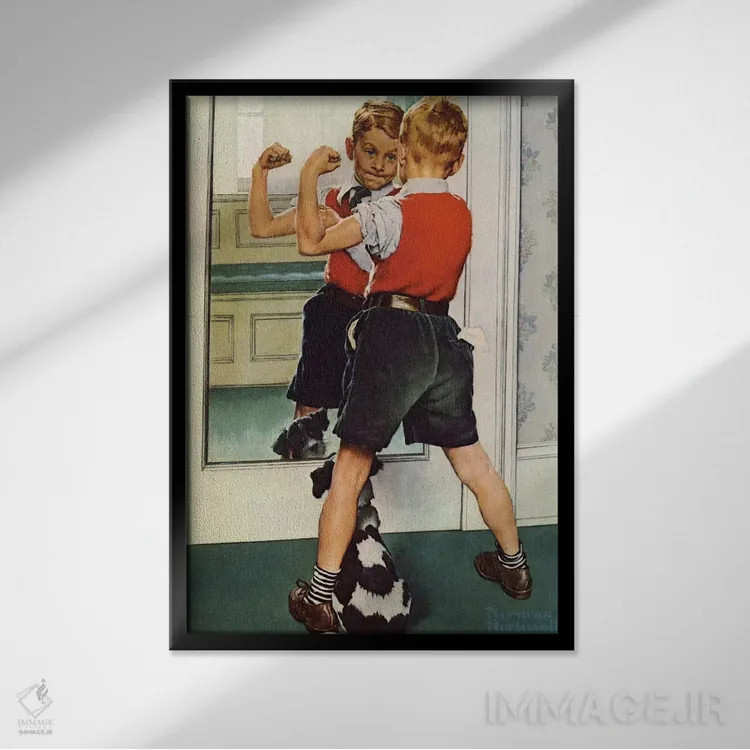 تابلو کلاسیک نمای نزدیک مرد عضلانی اثر نورمن راکول - نمای قابدار مشکی