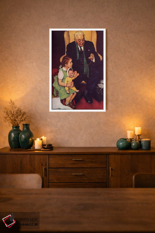 تابلو کلاسیک پزشک و عروسک اثر نورمن راکول - D1W