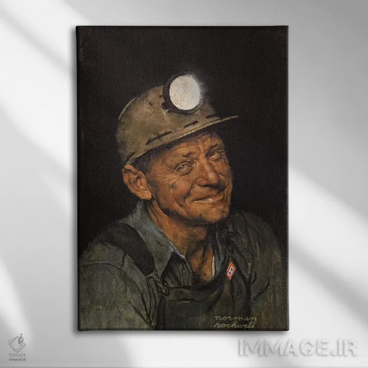 تابلو کلاسیک زغال سنگ آمریکا را استخراج کنید اثر نورمن راکول - نمای روبهرو روی دیوار