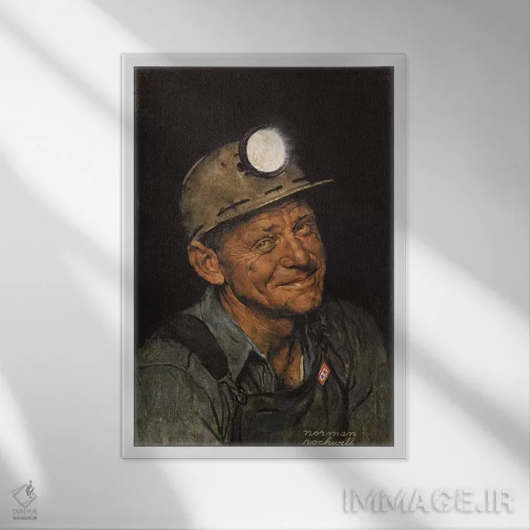 تابلو کلاسیک زغال سنگ آمریکا را استخراج کنید اثر نورمن راکول - نمای قابدار سفید