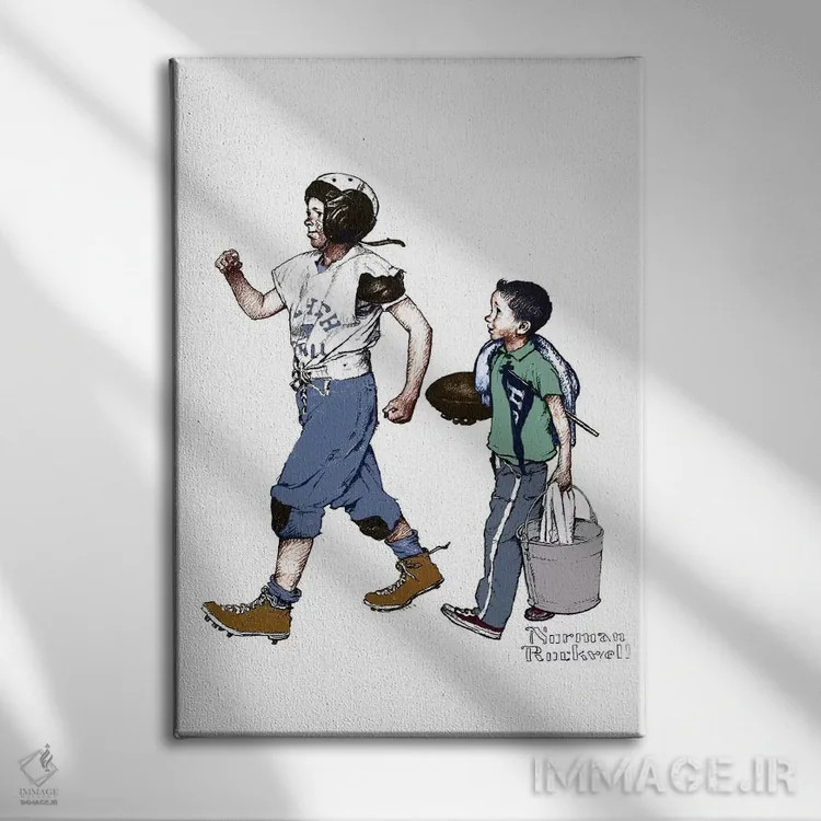 تابلو کلاسیک قهرمان فوتبال اثر نورمن راکول - نمای روبهرو روی دیوار