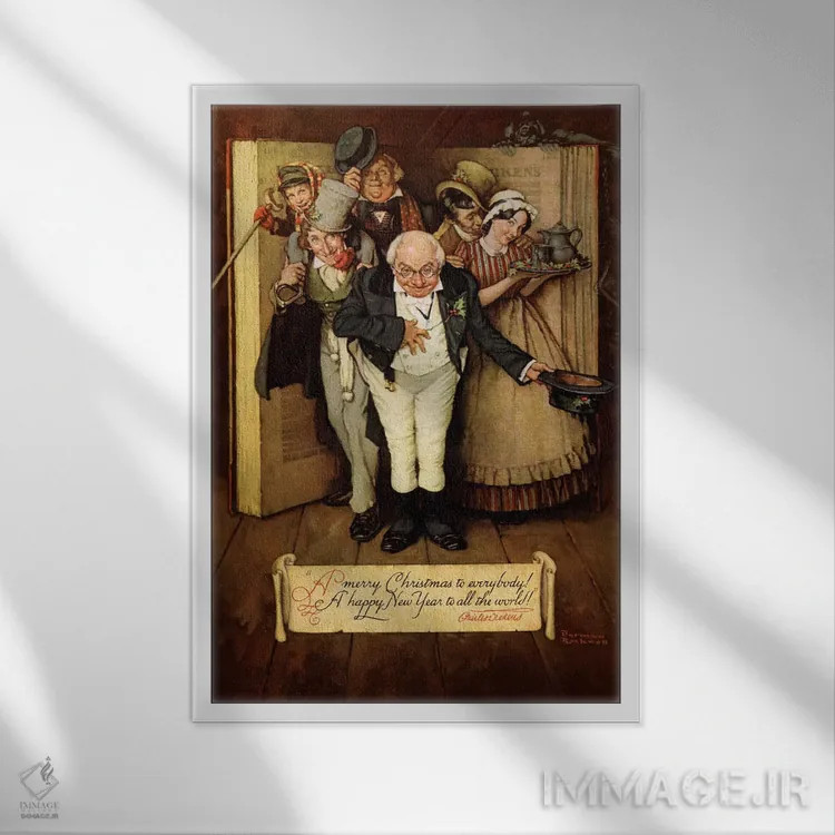 تابلو کلاسیک دنیای چارلز دیکنز اثر نورمن راکول - نمای قابدار سفید