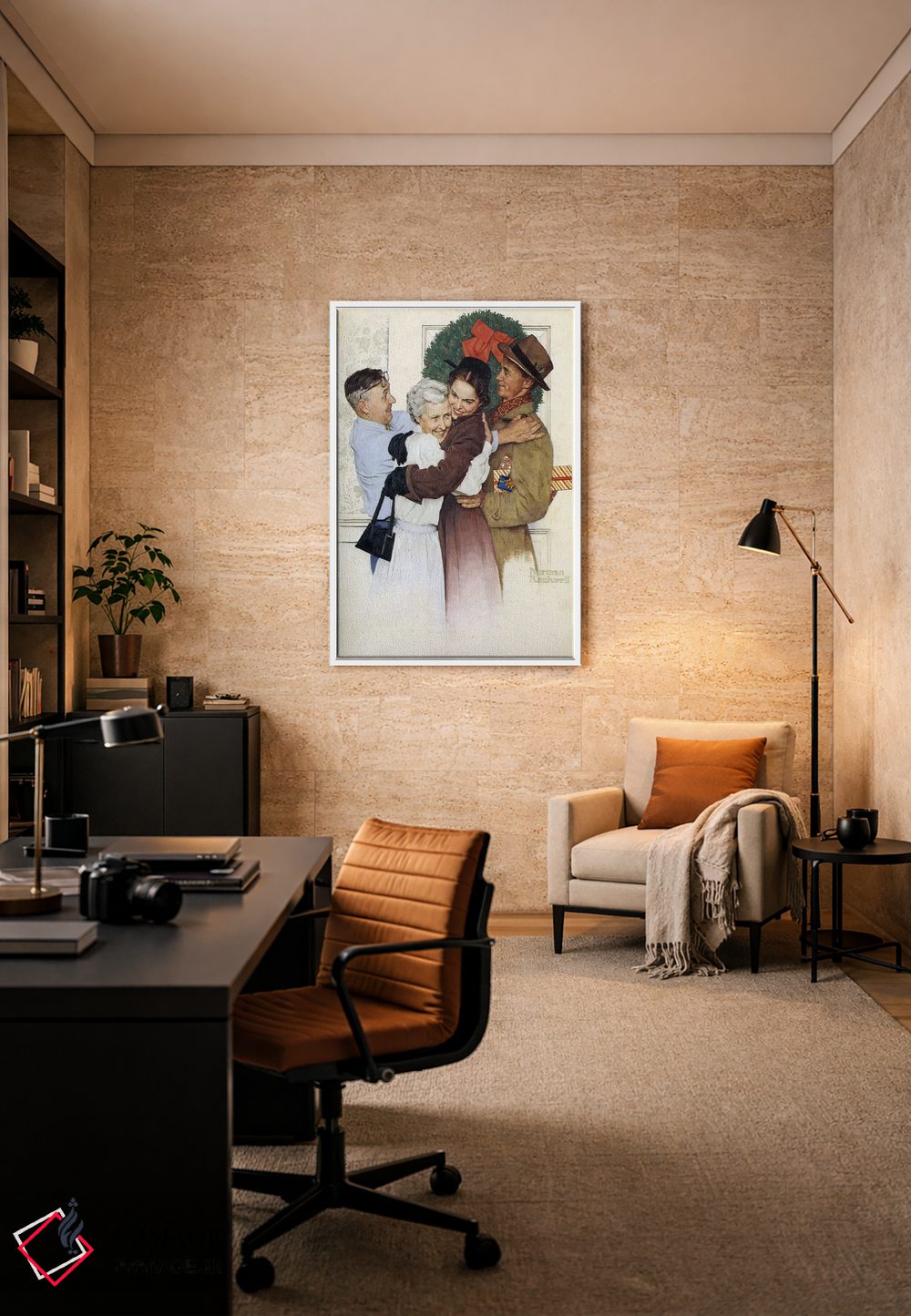 تابلو کلاسیک خانه برای کریسمس اثر نورمن راکول - D5W