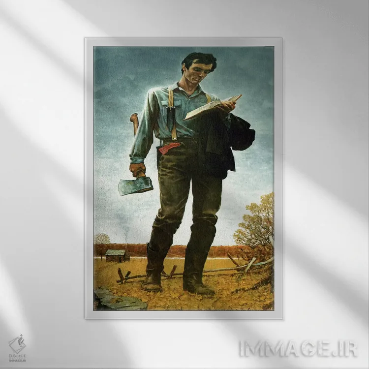 تابلو کلاسیک لینکلن هیزم شکن اثر نورمن راکول - نمای قابدار سفید