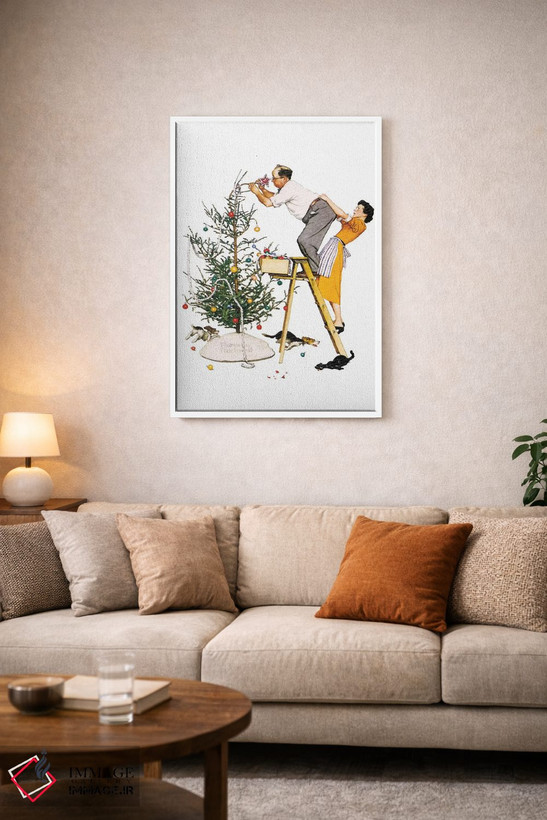 تابلو کلاسیک تزئین درخت کریسمس اثر نورمن راکول - D3W
