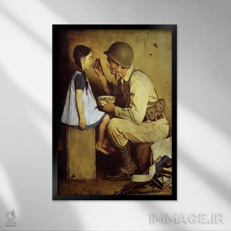 تابلو کلاسیک راه و روش آمریکایی اثر نورمن راکول - نمای قابدار مشکی