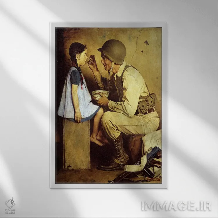 تابلو کلاسیک راه و روش آمریکایی اثر نورمن راکول - نمای قابدار سفید