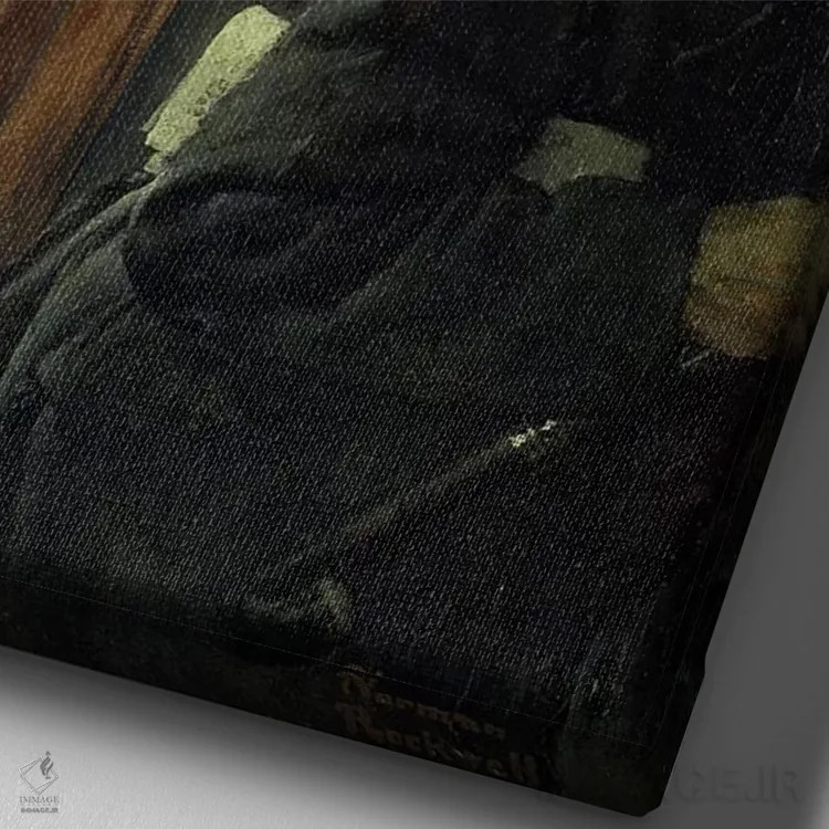 تابلو کلاسیک محبوب ترین نویسنده آمریکایی شماره ۲ اثر نورمن راکول - نمای نزدیک بافت بوم