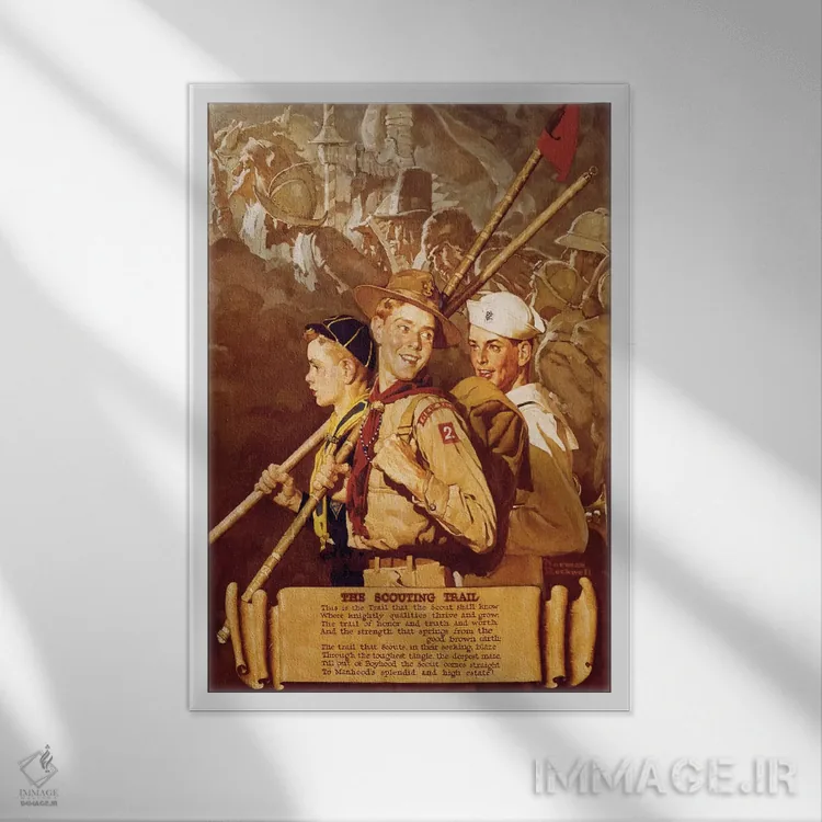 تابلو کلاسیک مسیر پیش آهنگی اثر نورمن راکول - نمای قابدار سفید