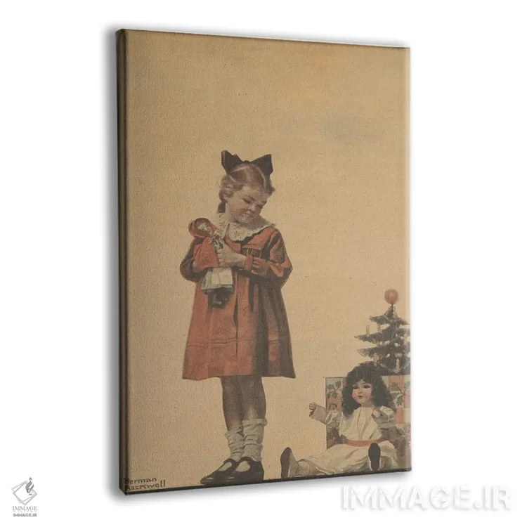 تابلو کلاسیک دختر با عروسک کریسمس اثر نورمن راکول - نمای پرسپکتیو محصول