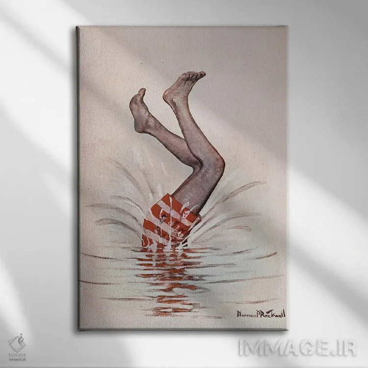 تابلو کلاسیک انتهای یک شیرجه اثر نورمن راکول - نمای روبهرو روی دیوار