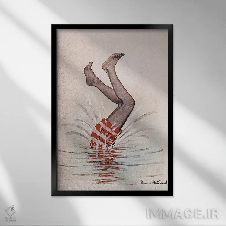 تابلو کلاسیک انتهای یک شیرجه اثر نورمن راکول - نمای قابدار مشکی