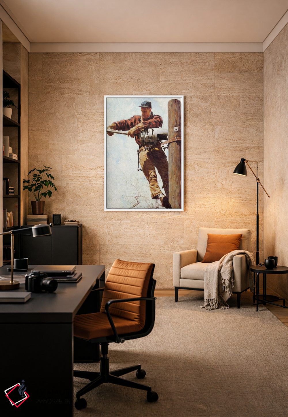 تابلو کلاسیک نیروکار خطوط برق اثر نورمن راکول - D5W