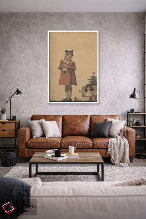 تابلو کلاسیک دختر با عروسک کریسمس اثر نورمن راکول - D1W