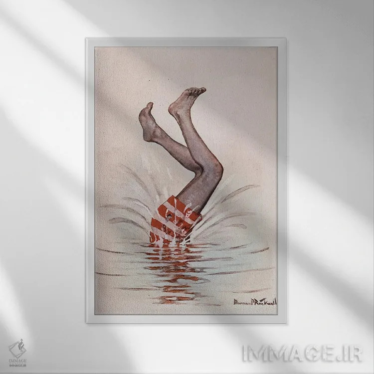 تابلو کلاسیک انتهای یک شیرجه اثر نورمن راکول - نمای قابدار سفید
