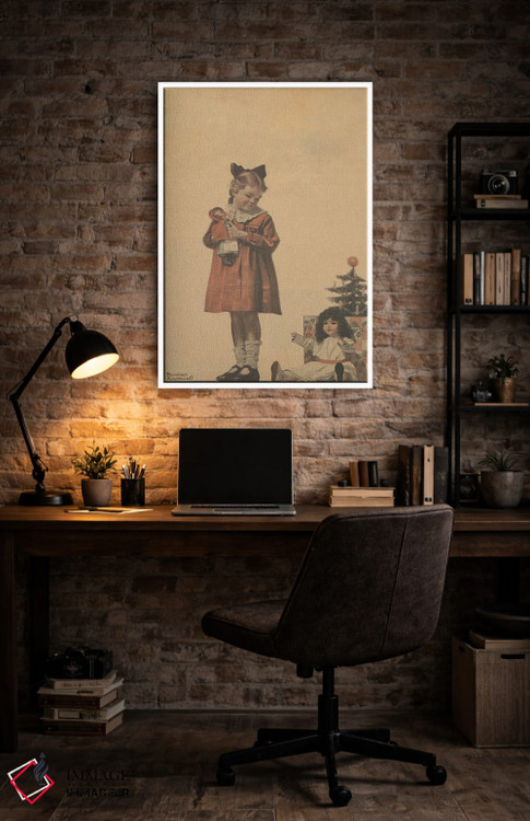 تابلو کلاسیک دختر با عروسک کریسمس اثر نورمن راکول - D4W