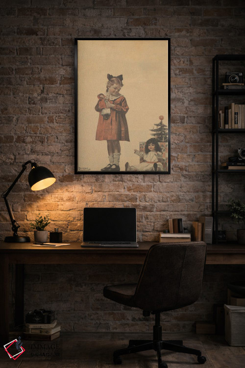 تابلو کلاسیک دختر با عروسک کریسمس اثر نورمن راکول - D5B