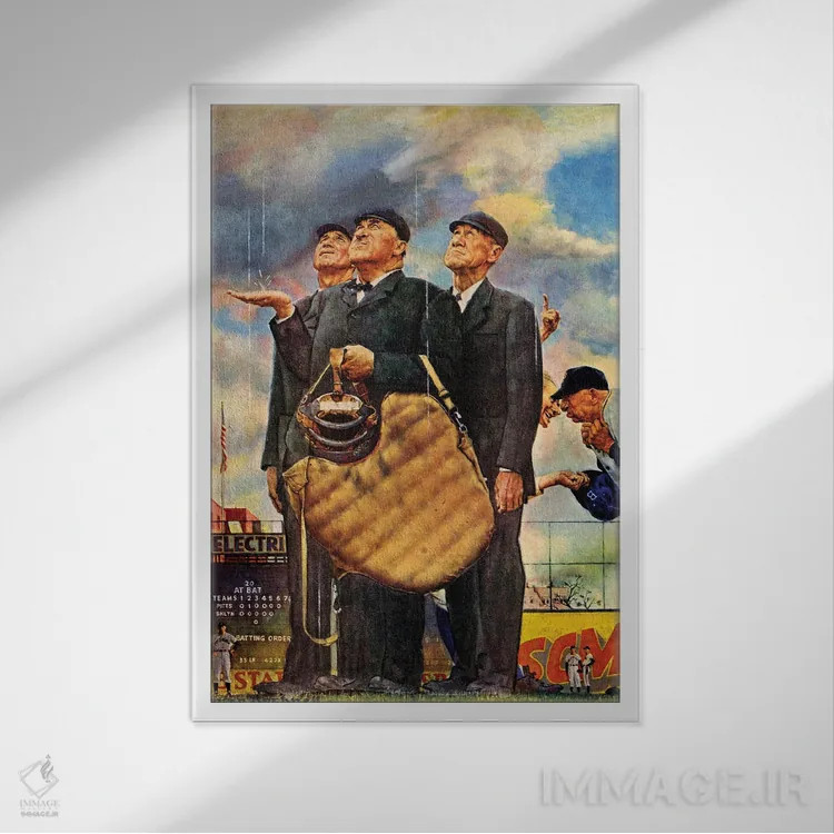 تابلو کلاسیک پایان ششمین اینینگ اثر نورمن راکول - نمای قابدار سفید