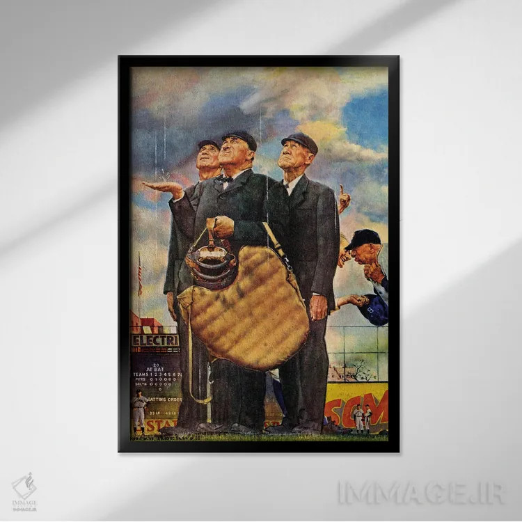 تابلو کلاسیک پایان ششمین اینینگ اثر نورمن راکول - نمای قابدار مشکی