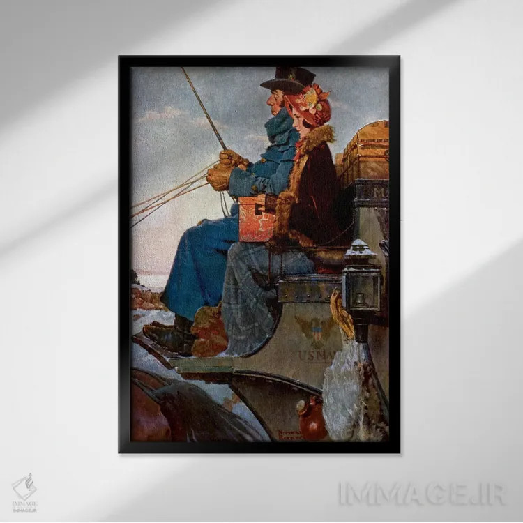تابلو کلاسیک مربی کریسمس اثر نورمن راکول - نمای قابدار مشکی