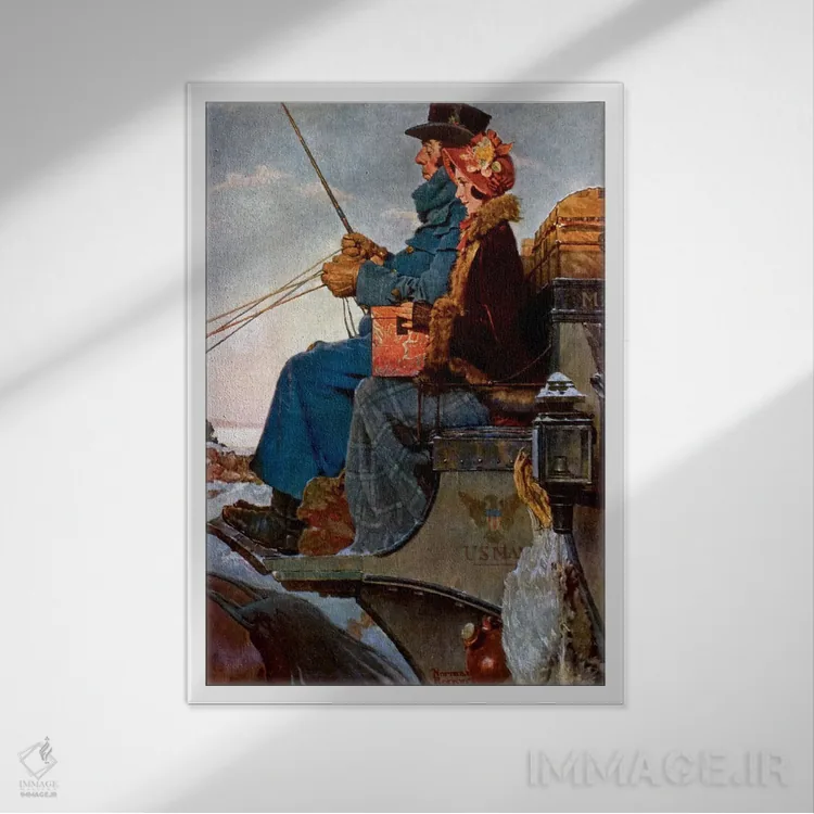 تابلو کلاسیک مربی کریسمس اثر نورمن راکول - نمای قابدار سفید