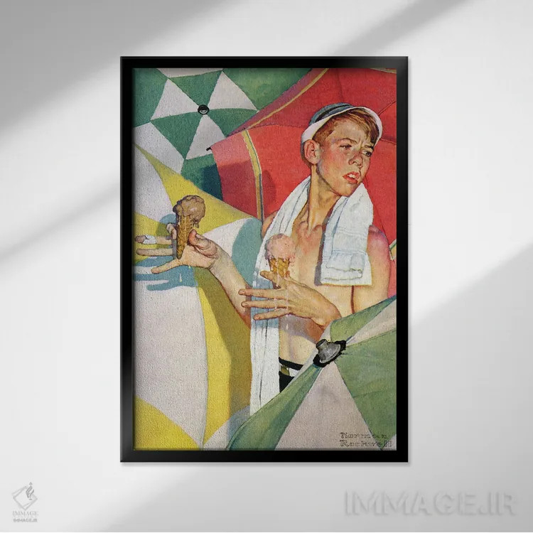 تابلو کلاسیک بستنی در حال آب شدن اثر نورمن راکول - نمای قابدار مشکی