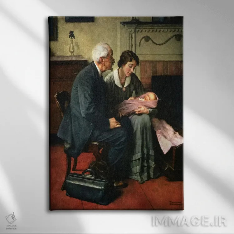 تابلو کلاسیک همسایگانم و خودم اثر نورمن راکول - نمای روبهرو روی دیوار