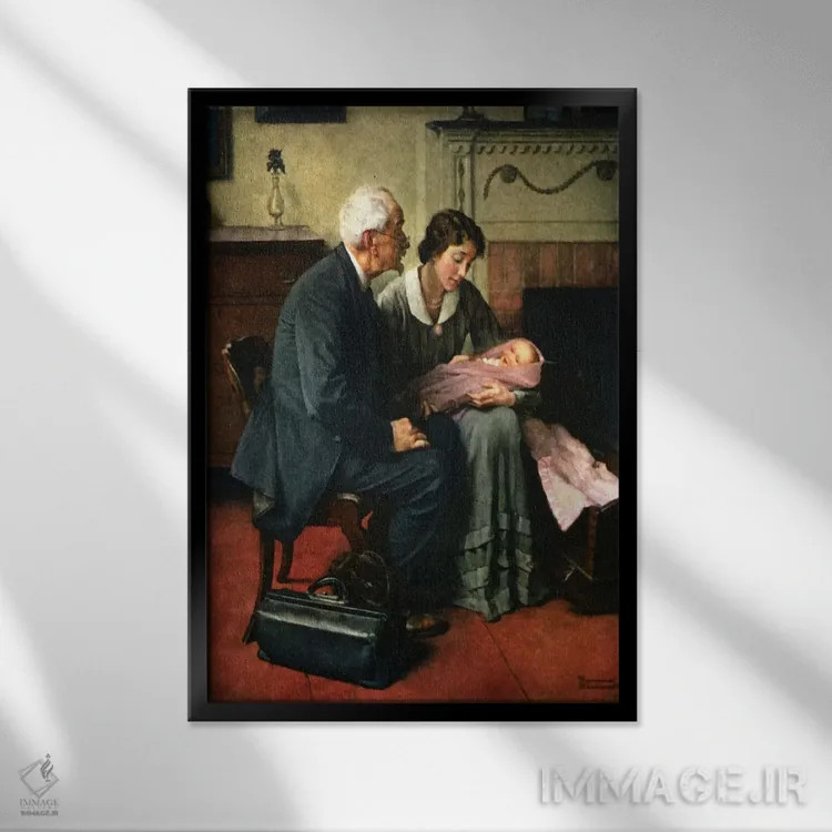 تابلو کلاسیک همسایگانم و خودم اثر نورمن راکول - نمای قابدار مشکی