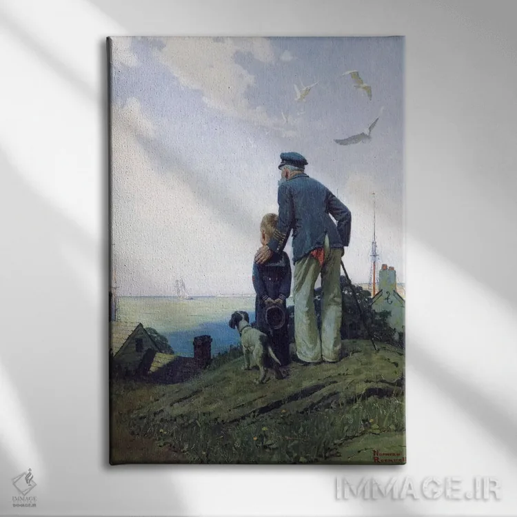 تابلو کلاسیک خانه نشین ها اثر نورمن راکول - نمای روبهرو روی دیوار