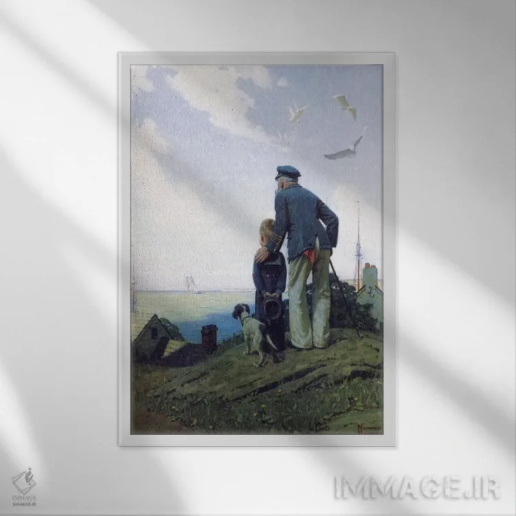 تابلو کلاسیک خانه نشین ها اثر نورمن راکول - نمای قابدار سفید