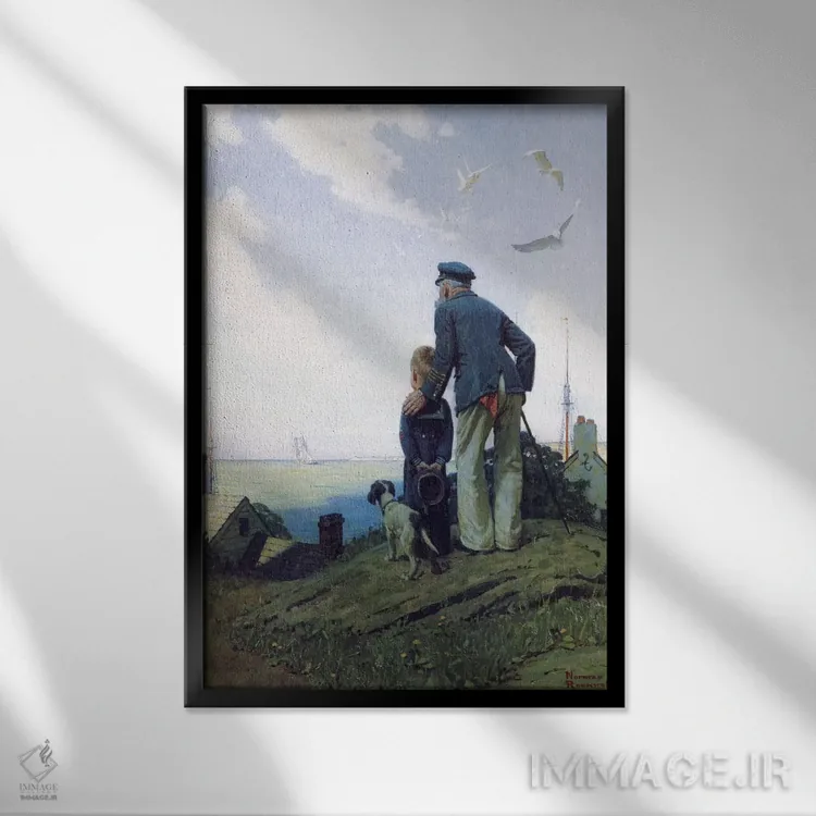 تابلو کلاسیک خانه نشین ها اثر نورمن راکول - نمای قابدار مشکی