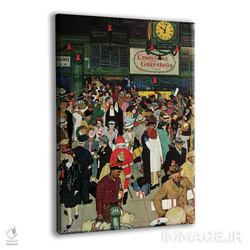 تابلو کلاسیک Chicago, Christmas,ایستگاه قطار یونیون، شیکاگو، کریسمس اثر نورمن راکول - نمای پرسپکتیو محصول