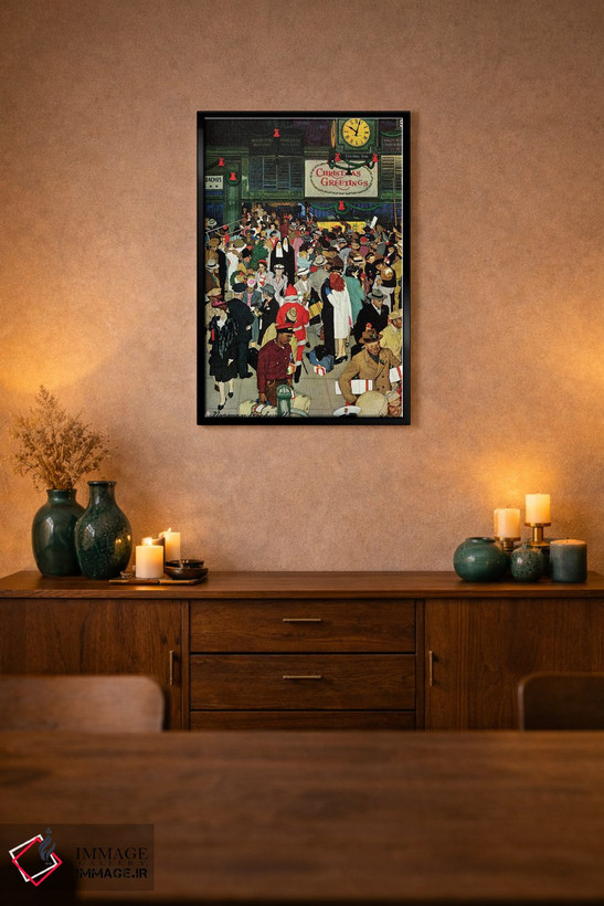 تابلو کلاسیک Chicago, Christmas,ایستگاه قطار یونیون، شیکاگو، کریسمس اثر نورمن راکول - D2B