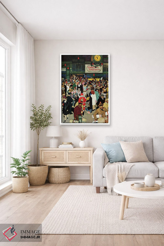 تابلو کلاسیک Chicago, Christmas,ایستگاه قطار یونیون، شیکاگو، کریسمس اثر نورمن راکول - D3W
